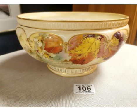 1880's Royal Worcester Large Floral Blush &amp; Spiderweb Bowl - 31cm diameter