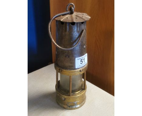 Early Brass Miners Lamp from the Con Cluskey (The Bachelors) Estate - 23.5cm high