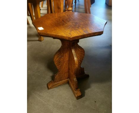 Yorkshire Oak Bespoke Side Table with Mad-Hatter/Snail Motif - 42cm high