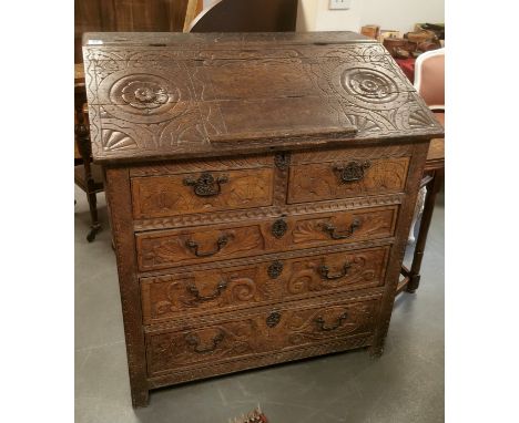 Late 17th Century Heavily Carved Masters/Craftsman's Desk - Irish Provenance - from the Con Cluskey (The Bachelors) Estate