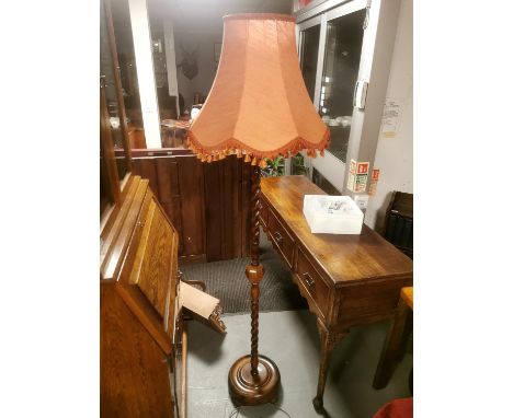 1940's Oak Barley Twist &amp; Acorn Standard Lamp