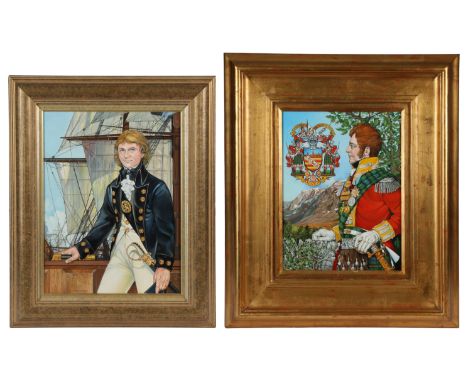 R D FARLEY 920TH CENTURY) 'TWO PORTRAITS OF NAVAL OFFICERS' (2). both signed, two oil on board paintings largest 39cm x 29cm.