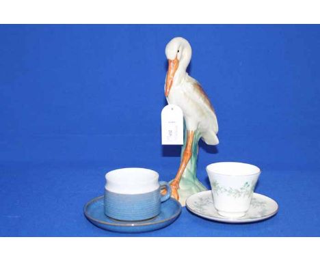 FOUR DENBY STONEWARE CUPS AND SAUCERS
together with a part Aynsley 'Emerald Isle' pattern tea set and a pair of Campsie Ware 