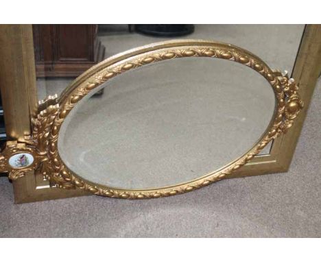 MODERN GILT FRAMED MIRROR
along with another oval gilt framed mirror (2)