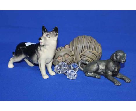 LOT OF CERAMIC ANIMAL FIGURES 
including two Beswick dogs, a West German Pottery dog, Nao duck figures, etc.; together with g