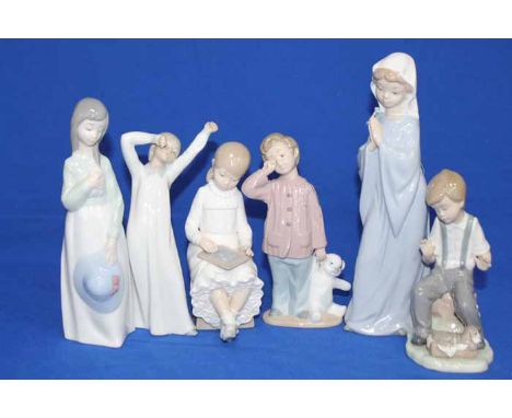 COLLECTION OF NAO FIGURINES
including a figure modelled as a young girl praying (6)