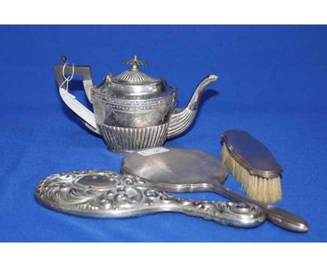 SILVER DRESSING TABLE BRUSH AND MIRROR SET
along with various plated ware, including cased sets