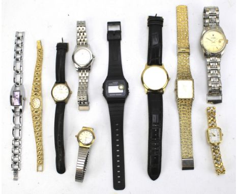 An assortment of ten gents and ladies wristwatches. To include a Casio alarm chrono, Timex quartz and Sekonda quartz