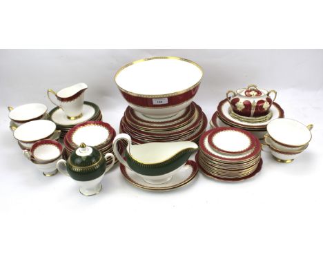 A Royal Albert bone china part tea and dinner service. To include dinner plates, saucers, side plates and more, also includin