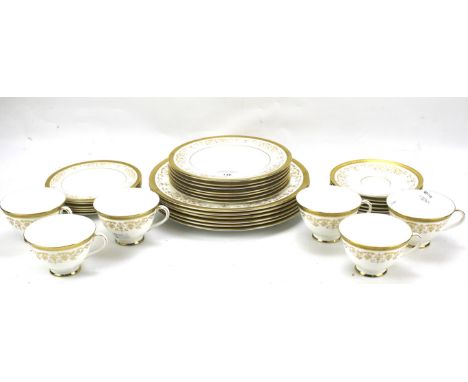 A Royal Doulton Belmont pattern part tea and dinner service. Comprising tea cups, saucers, side plates dinner plates, etc