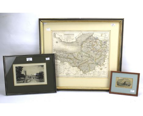 J&amp;C Walker 1835 divisions map of Somerset and other scenes. Also including a print of Magdalene College Oxford and a smal