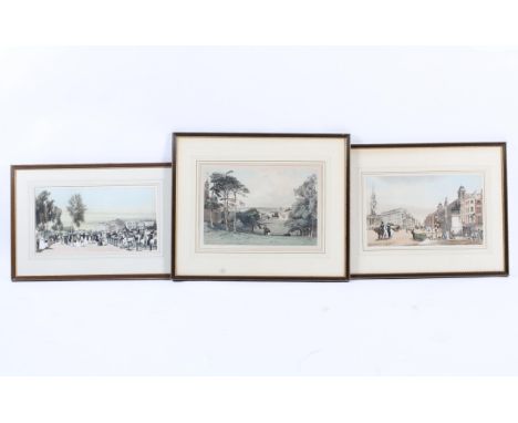 Thomas Shotter Boys (1803-1874), three hand coloured lithographs of views of London. Comprising: 'Hyde Park, Near Grosvenor G