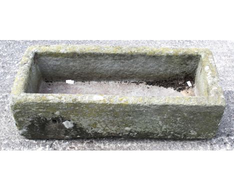 A large large stone garden trough. Of rectangular form, L86cm x D38cm x H25cm