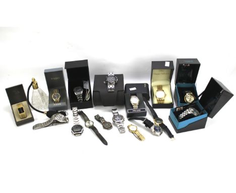 A collection of contemporary wristwatches. Including a Casio, Accurist, etc, some in the original boxes