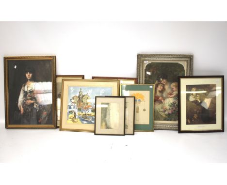 An assortment of pictures and prints. Including a Pear's print titled 'This Little Piggy', all framed, some glazed