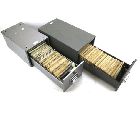 Large collection of vintage postcards in two vintage metal file cabinets, various UK locations Condition Report: Most appear 