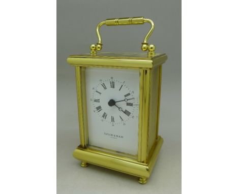 A Taylor & Bligh London brass cased carriage clock, battery operated