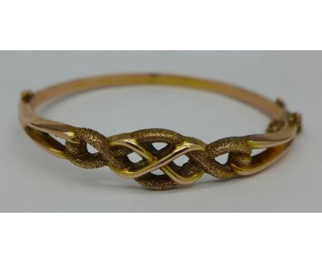 A Victorian 9ct gold bangle, Birmingham 1876, 6.5g