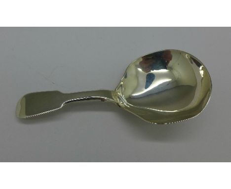 A Victorian silver caddy spoon, Exeter 1854, JW, JW maker