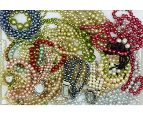 Faux pearl bracelets and necklaces