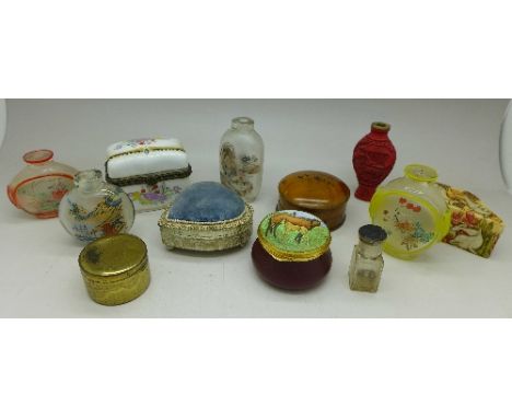 Trinket boxes, oriental bottles, etc.