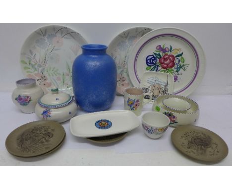 A collection of Poole pottery, fifteen pieces in total