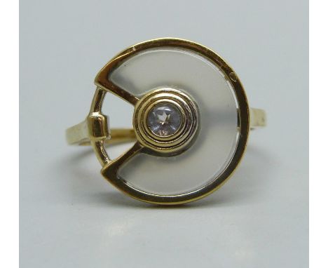 A silver gilt Branca onyx and topaz amulet ring, with certificate, Q 