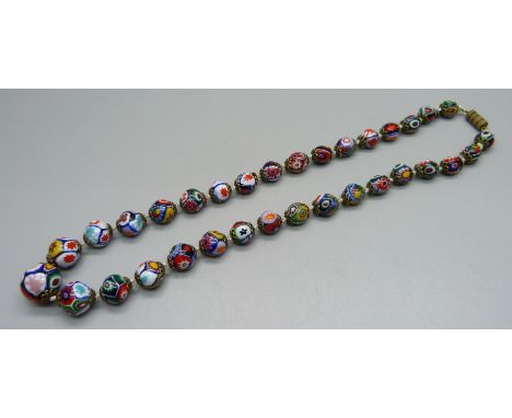 A vintage Venetian millefiori bead necklet 