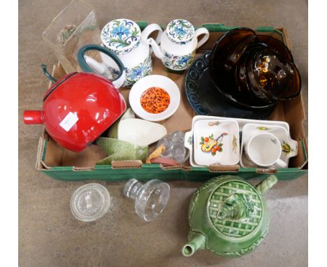 A collection of china including Nelson pottery, Wedgwood, Midwinter, Portmeirion, Johnson Bros. and a collection of glass **P