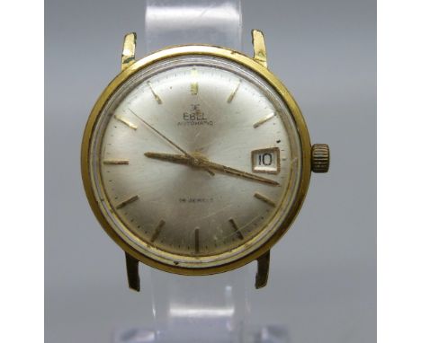 A gentleman's Ebel automatic wristwatch with date, gold plate worn 