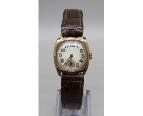 A vintage 9ct gold wristwatch, London 1937, 27mm case 