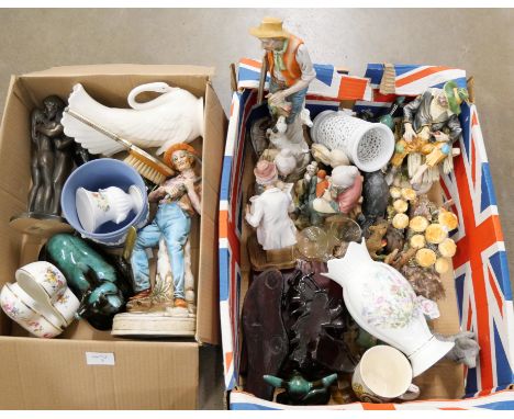 Two boxes of assorted china including a Wedgwood Jasperware planter **PLEASE NOTE THIS LOT IS NOT ELIGIBLE FOR POSTING AND PA