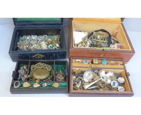 Two boxes of vintage costume jewellery 