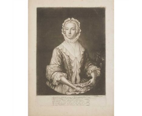 PRINCE CHARLES EDWARD DISGUISED AS BETTY BURKE MEZZOTINT BY J. WILLIAMS Portrait of Prince Charles in woman's dress and bonne