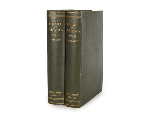 Philby, St John The Heart of Arabia London: Constable and Company Ltd., 1922. 2 volumes, 8vo, volume 1 signed by the author o