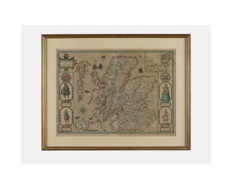 SPEED, JOHN THE KINGDOME OF SCOTLAND London: John Sudbury and George Humbell, 1610, hand-coloured, flanked with four figures 