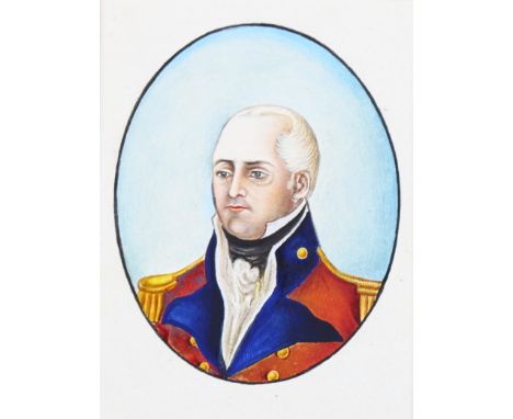 Anglo-Indian School, watercolour, portrait of Colonel John Baillie Calcutta India circa 1800, image 10.5cm x 8.5cm, mountedGo
