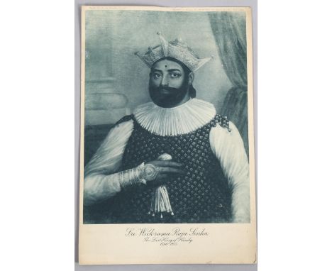 Portrait of Sri Wickrama Raja Sinha, the last King of Kandy, lithograph published by the Ceylon Committee British Empire Exhi