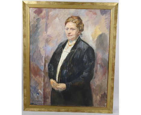 Eivind Engebretsen (1890 - 1960), oil on canvas, portrait of a woman, signed and dated 1925 - 26, 100cm x 80cm, framedSmall c
