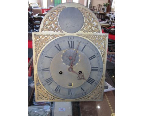 A GEORGE III EIGHT DAY LONGCASE CLOCK MOVEMENT,  subsidiary seconds and date aperture to the matted centre, cast rococo spand