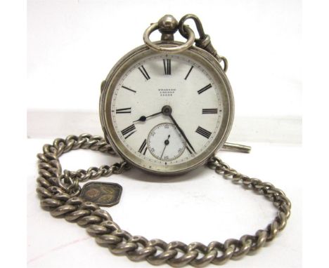 FRAZIER, LONDON, A SILVER OPEN FACED POCKET WATCH Chester 1895, the signed white enamel dial with black Roman numerals, hands