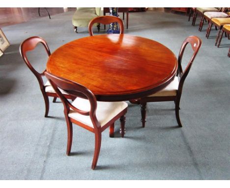 A VICTORIAN MAHOGANY TILT TOP BREAKFAST TABLE,  the circular top 121cm diameter, on tripod base, 73cm high