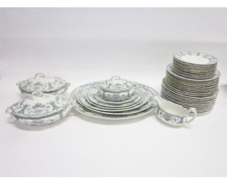 A LATE VICTORIAN 'WARWICK' PATTERN DINNER SERVICE,  comprising graduated set of five meat plates, twelve dinner plates, twelv