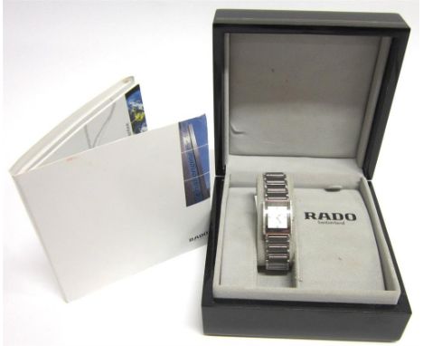 RADO, JUBILE, DIASTAR, A LADY'S STAINLESS STEEL BRACELET WATCH the plain grey dial with single cut diamonds to the quarters, 