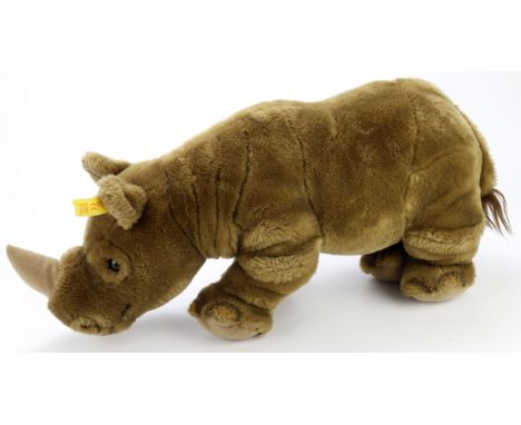 Steiff rhinoceros, tag &amp; button to ear, height 20cm, length 43cm approx.