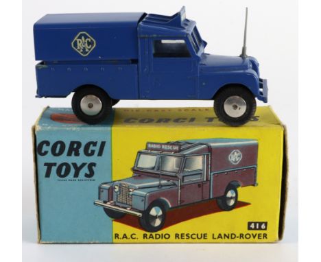 Corgi Toys, no. 416 'RAC Radio Rescue Land Rover' (blue), contained in original box