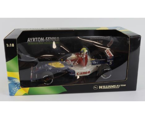 Minichamps boxed 1:18 scale Ayrton Senna Collection model 'Ayrton Senna &amp; Nigel Mansell, British GP July 14th 1991, Willi