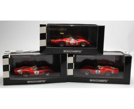 Minichamps. Three boxed Minichamps Ford P68 Alan Mann Racing 1:43 scale models