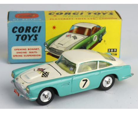 Corgi Toys, no. 309 'Aston Martin Competition Model' (turquoise &amp; white), contained in original box