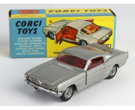 Corgi Toys, no. 320 'Ford Mustang Fastback 2+2' (silver), with model club slip, contained in original box
